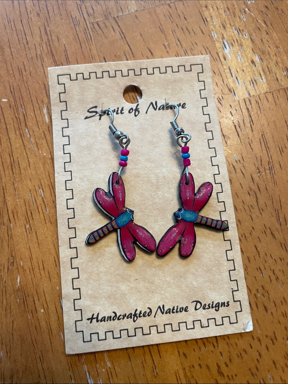 Pink Handcrafted Dragonfly Earrings